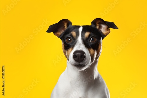 Portrait of a Jack Russell Terrier dog on a yellow background. © Галя Дорожинська