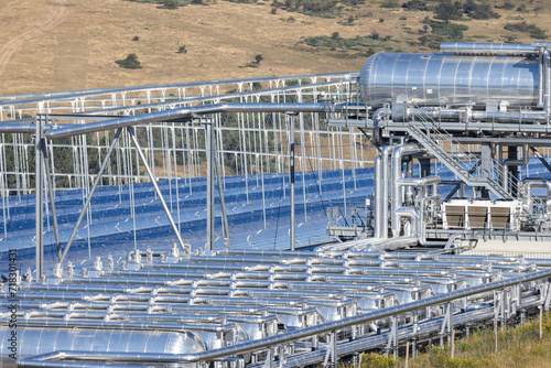 Fresnel-type thermodynamic concentration solar power plant in Llo, France photo