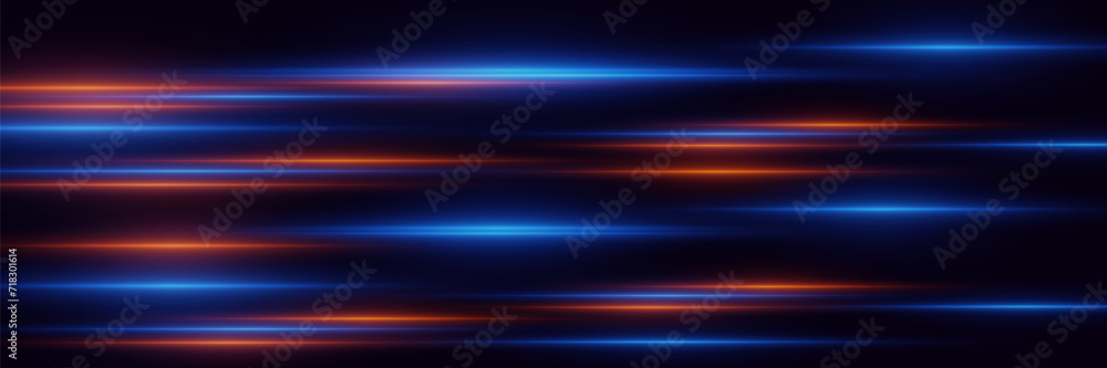 Beautiful light flashes. Glowing stripes on a dark background. - obrazy, fototapety, plakaty 