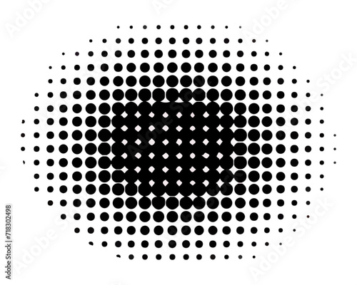 Abstract black halftone dot forming an ellipse on white background vector 10 eps