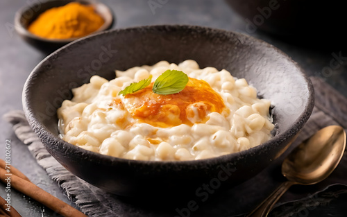 Capture the essence of Arroz Con Leche in a mouthwatering food photography shot