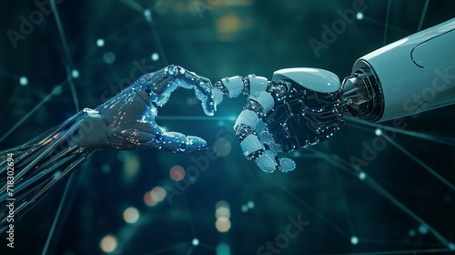 AI, Artificial intelligence technology, Machine learning, Data exchange, Deep learning, industry 4.0, Businesses to adapt implement new policies technologies to support it effectively. innovative photo