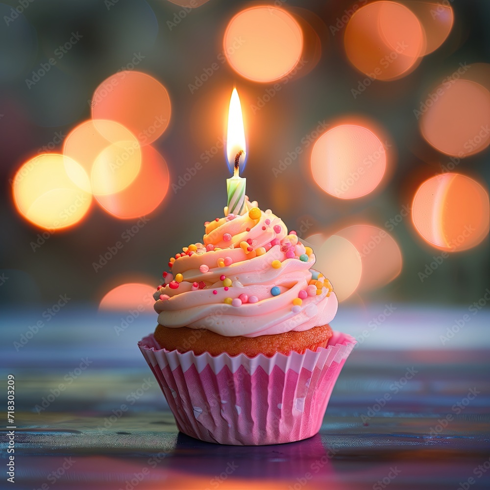 Birthday cupcake with candles Birthday cupcake with candles