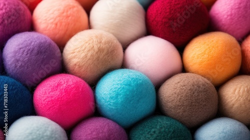  a pile of multicolored balls sitting next to each other on top of a pile of other colored balls. © Anna