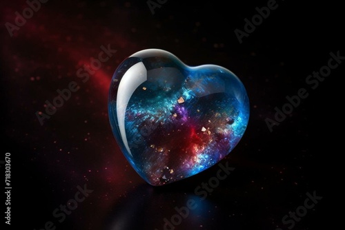Heart-shaped gemstone in the cosmos. Generative AI