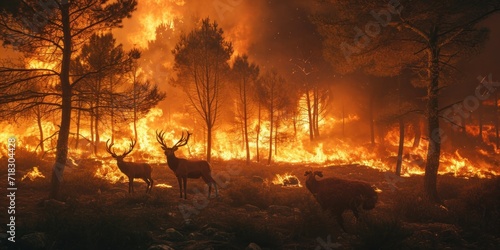Animals escaping forest fires