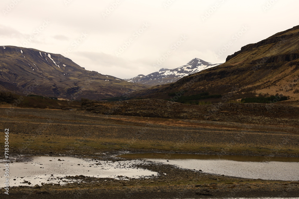 View on a mountain in the Golden Circle , in the south of Iceland