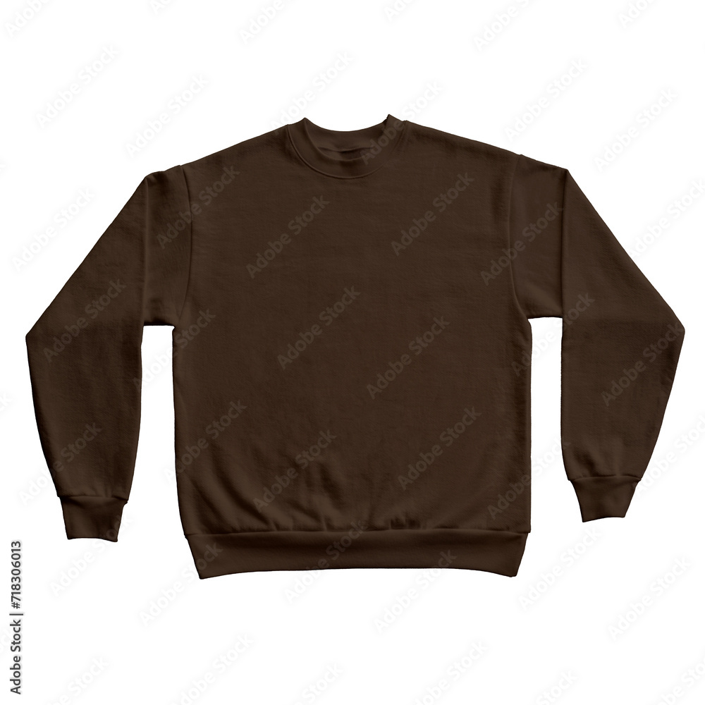 Blank Long Sleeve Sweatshirt Color Brown Front View Template Mockup on Transparent Background Blank Long Sleeve Sweatshirt Color Brown Front View Template Mockup on Transparent Background