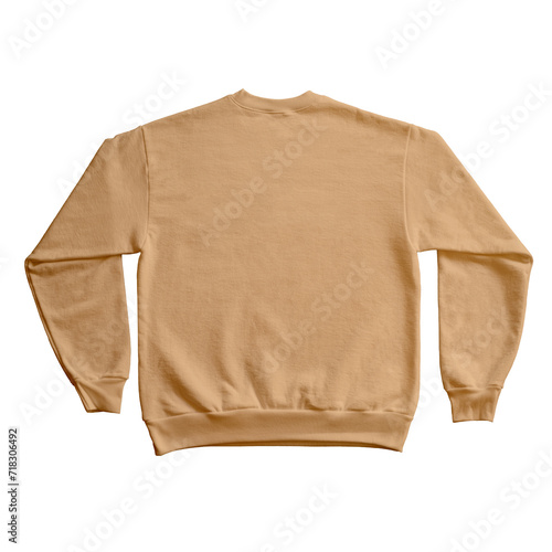 Blank Long Sleeve Sweatshirt Color Coral Back View Template Mockup on Transparent Background