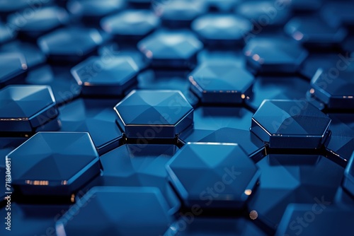 Abstract hexagon technology, concept, sci-fi, hi-tech, futuristic, illustration, blue background.