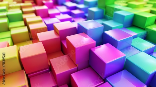 Rainbow of Colorful Blocks Abstract Background  
