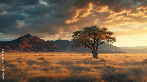 Dramatic sunrise in the Namibian desert