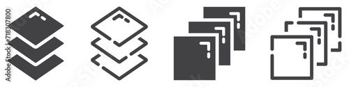 Set of layer icons. Three layers symbol, geometry concept. Vector. EPS10.