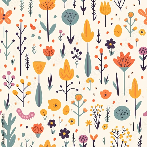 Spring seamless pattern tile in flat illustration design