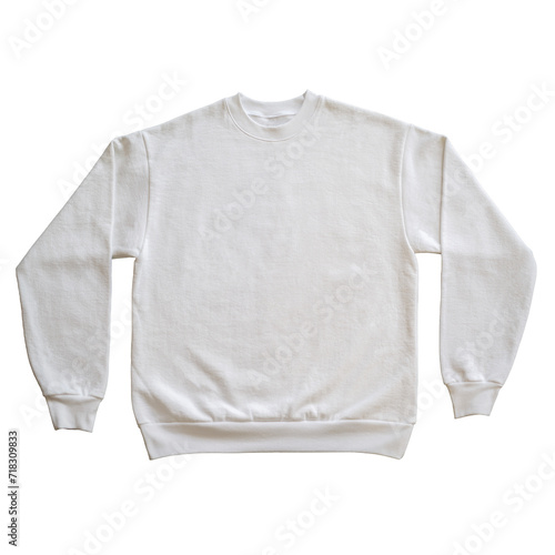 Blank Long Sleeve Sweatshirt Color White Front View Template Mockup on Transparent Background