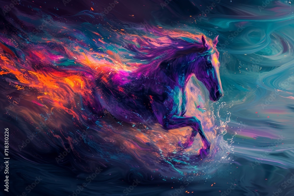 A fiery masterpiece of a majestic horse, captured in a dynamic painting that ignites passion and showcases the power and beauty of art A fiery masterpiece of a majestic horse, captured in a dynamic painting that ignites passion and showcases the power and beauty of art