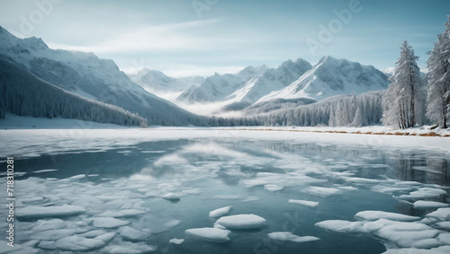 Zimowy krajobraz z lodowymi formacjami