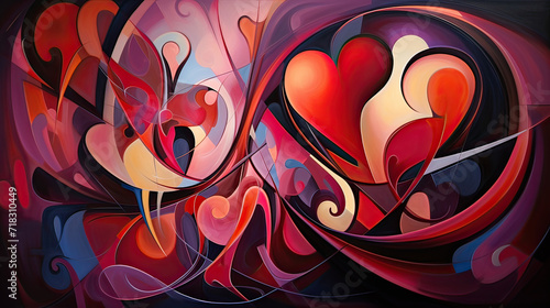 Essence of Valentines Love in Abstract Forms Background Ai Generative