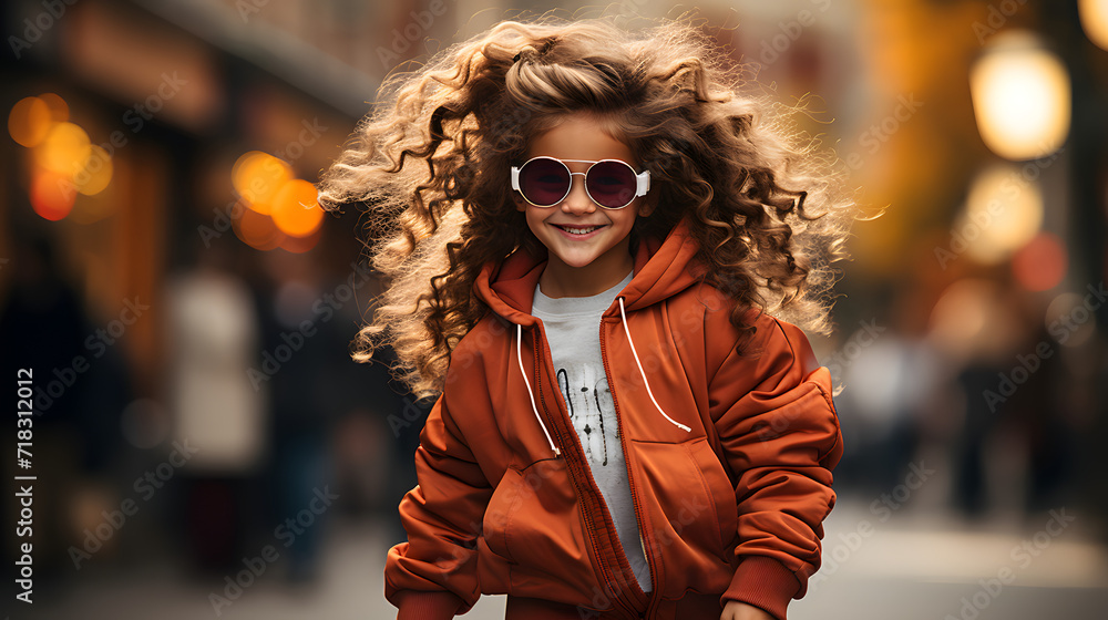 small stylish girl in a tracksuit dances against the background of the street small stylish girl in a tracksuit dances against the background of the street