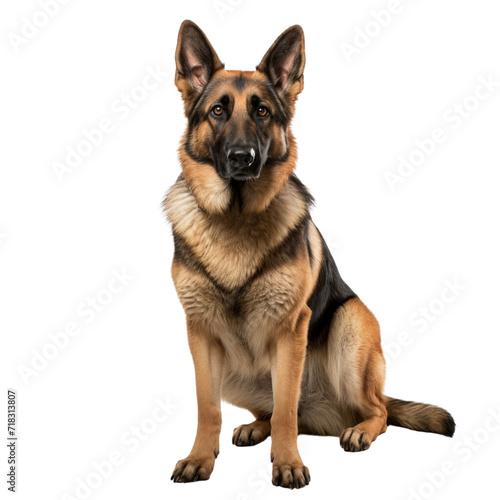 German shepherd sitting on transparent background