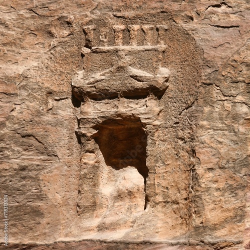 Принти на полотні The betils and votive niches visible along the Siq in Petra in Jordan are eviden