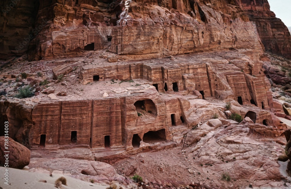 The Monastery, one of the most famous monuments of Petra, Jordan. It is a monumental building carved from sandstone and is considered one of the most impressive examples of Nabataean architecture
