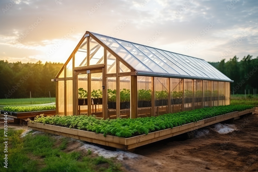 Modern, industrial greenhouse for growing vegetables and herbs. Argoproduction