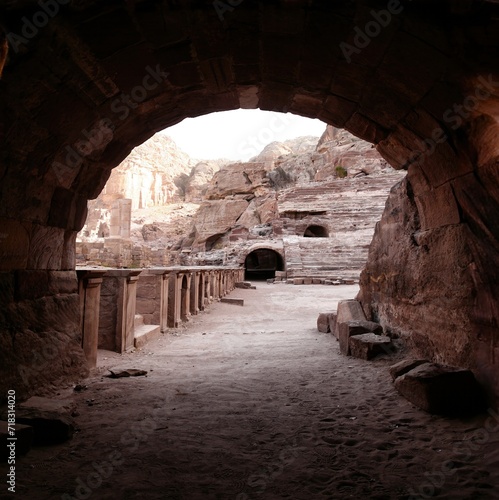 The Roman Theater of Petra is one of the most famous monuments in the city. It was built by the Nabataeans, and subsequently expanded by the Romans, who conquered the city in the 1st century AD. photo