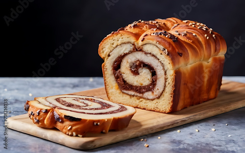 Capture the essence of Babka in a mouthwatering food photography shot photo