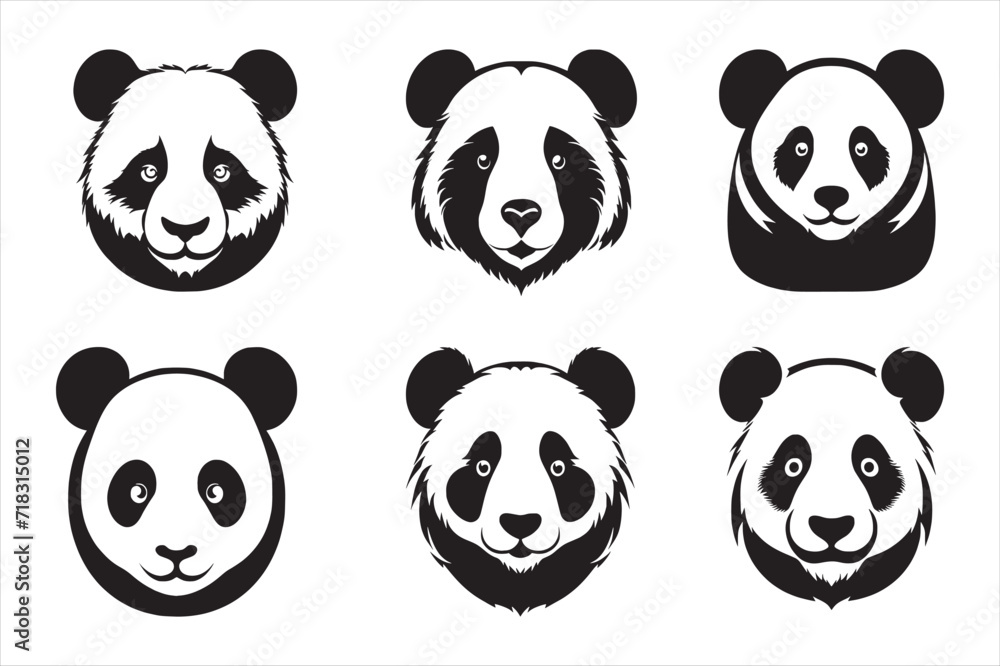 Silhouette Vector design of a 'Panda icon Silhouette Vector design of a 'Panda icon