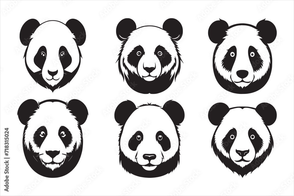 Silhouette Vector design of a 'Panda icon Silhouette Vector design of a 'Panda icon