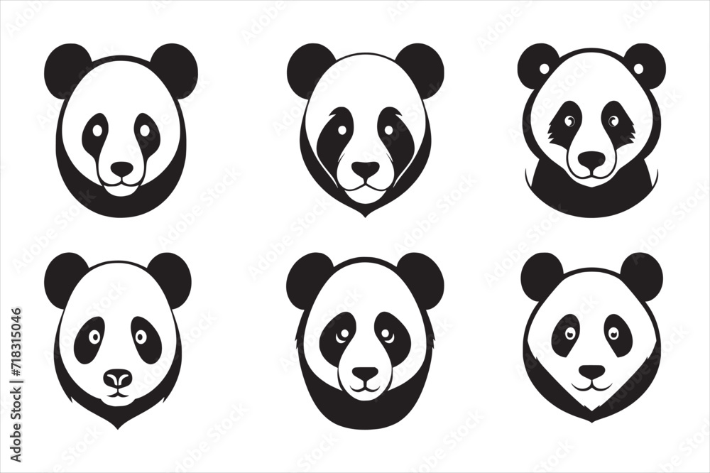 Silhouette Vector design of a 'Panda icon Silhouette Vector design of a 'Panda icon