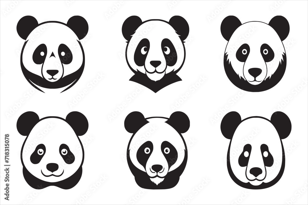 Silhouette Vector design of a 'Panda icon Silhouette Vector design of a 'Panda icon