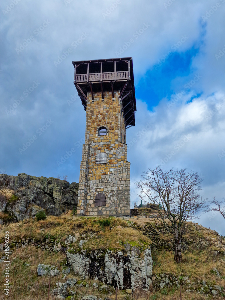 tower on a High Stone (Wysoki Kamien) in Karkonosze mountains. Szklarska Poreba, Poland