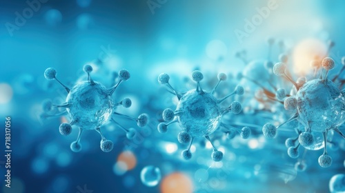  a close - up of a group of blue and white germs on a blue and white background with a blurry background.