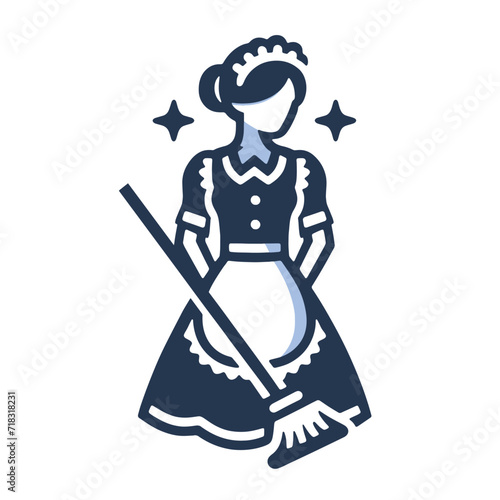 Icon or Logo Cute Maid Simple Vector