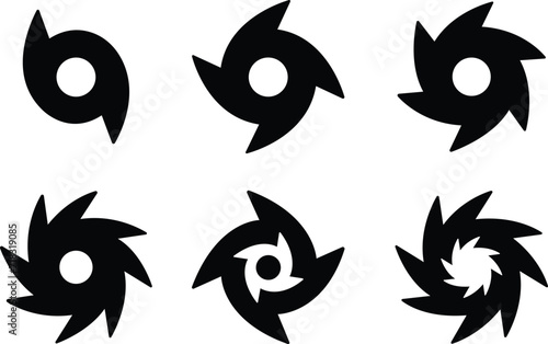 Creative vector of hurricane scale indication icon symbol set isolated on transparent background. Art design vortex, typhoon, tornado funnel, wind storm. Abstract concept graphic element collections.