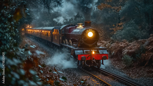 steam locomotive in the forest