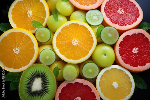 Photos of various fruits on isolated background