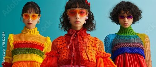 knitted funky dresses, look book on a fashion model