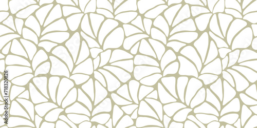 Seamless abstract botanical art background with leaves. Natural hand drawnd grey and white leaves pattern, monochrome.Vector floral pattern
