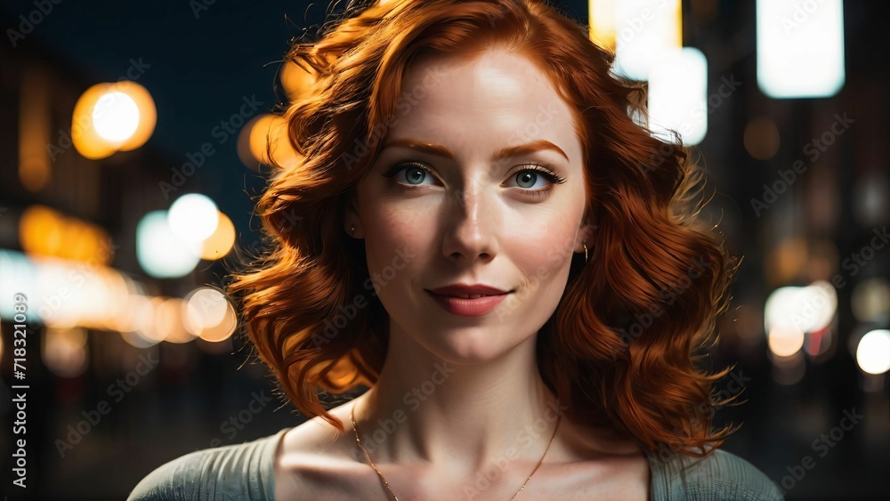 Fototapeta premium Woman portrait in arcade room.