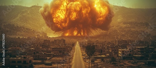 War in the Middle East, carpet bombing of civilians and residential areas, Arabs, Israel, Iran, USA photo