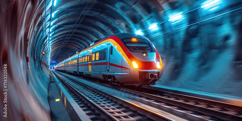 Fototapeta premium high speed rail with motion blur