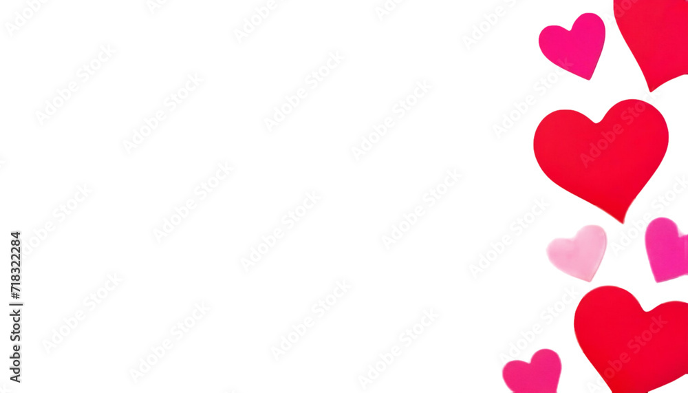 Red and pink hearts shapes  on the left side, no background, png