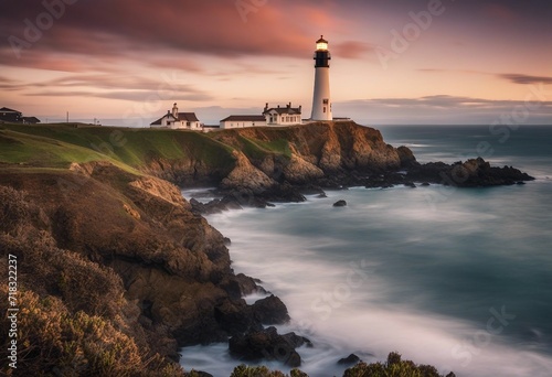 Waves crashing around lighthouse © FrameFinesse