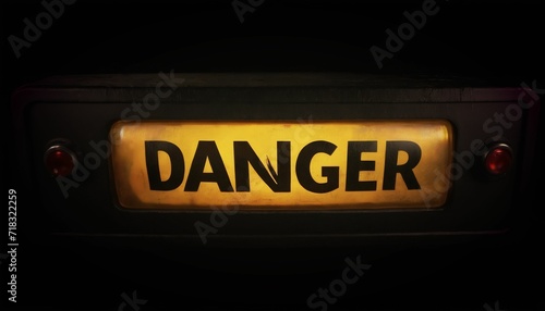 Danger light sign on black background 