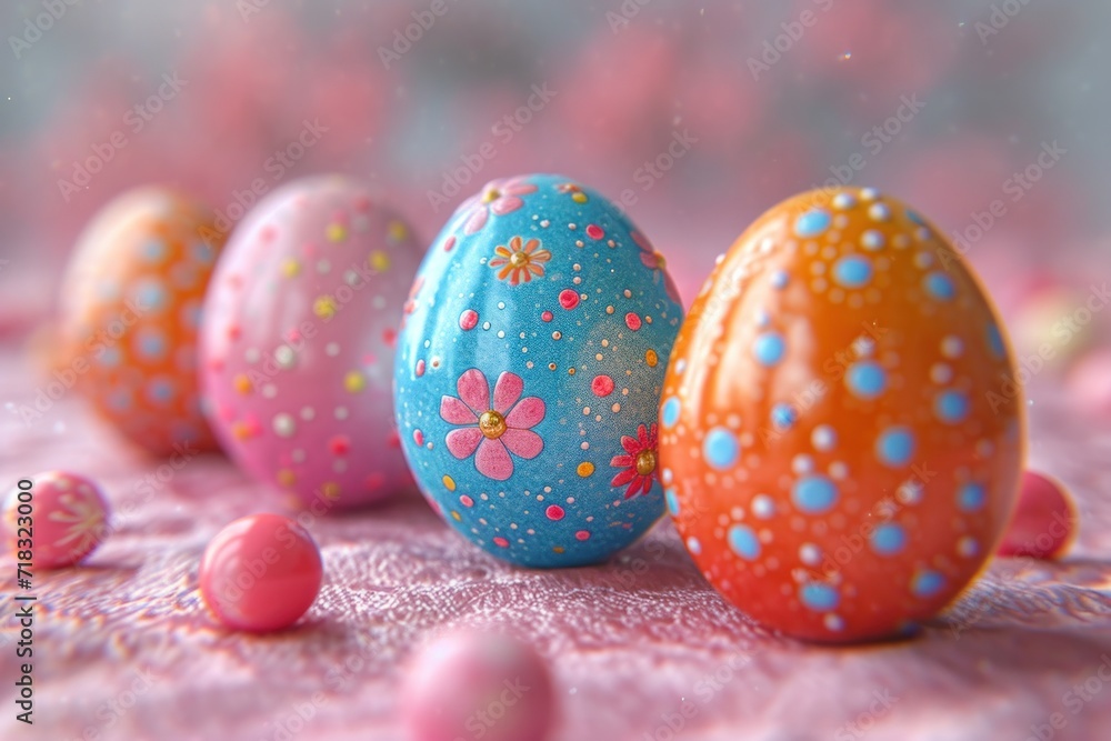 Colourful easter eggs in 3d style