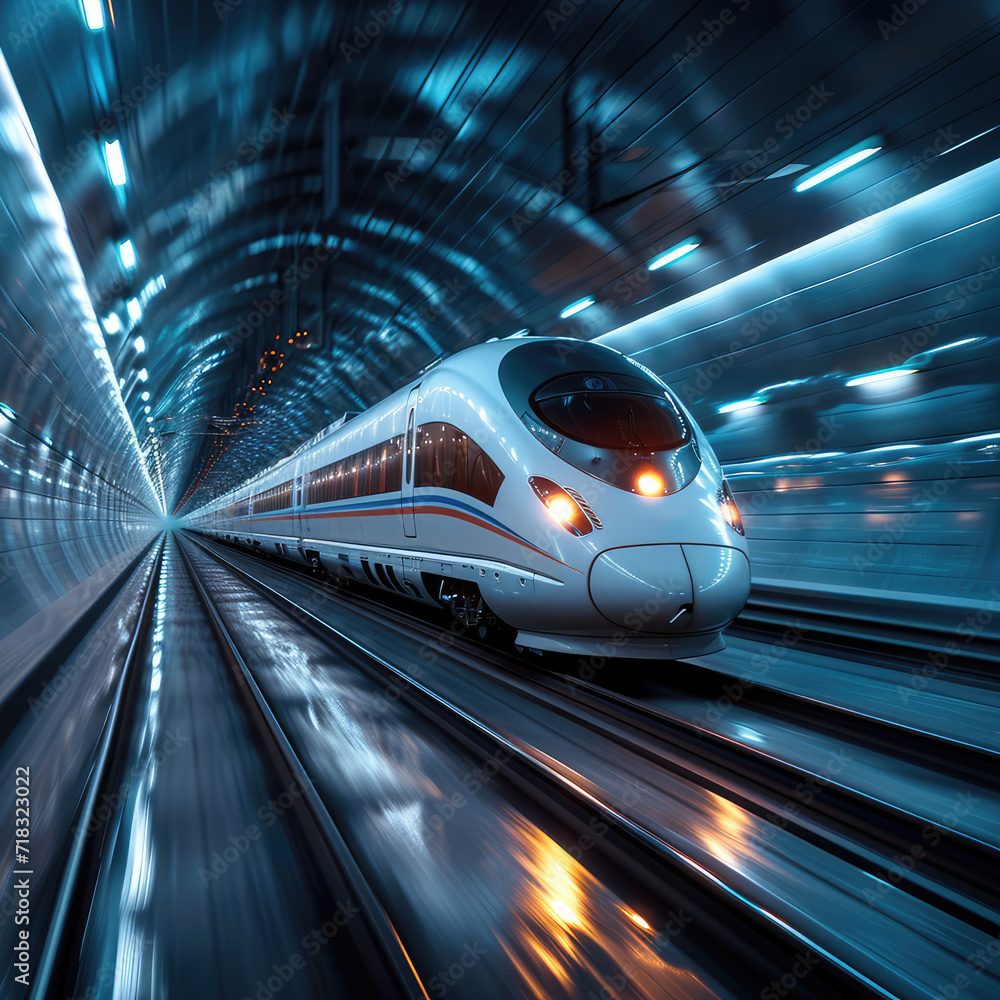 Fototapeta premium high speed rail with motion blur