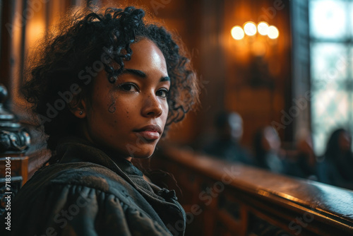 Portrait of a black woman in court photo